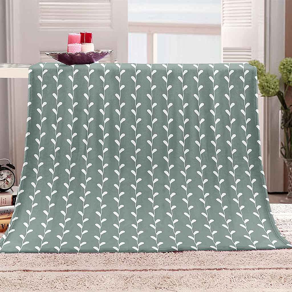 Couverture flanelle douce contre le froid jeté de lit imprimé abstrait vert