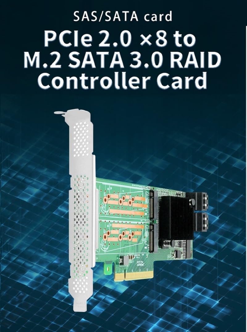 Scheda controller PCIe 2.0 x8 RAID, 8 porte M.2 SATA 3.0, chipset SAS2008, supporto UEFI