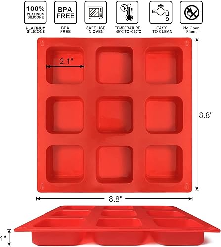 Vista 13 de Walfos Molde cuadrado de silicona para tartas, 8 pulgadas, rojo, sin BPA, antiadherente, perfecto para brownies, pasteles, pan, pasteles y lasaña