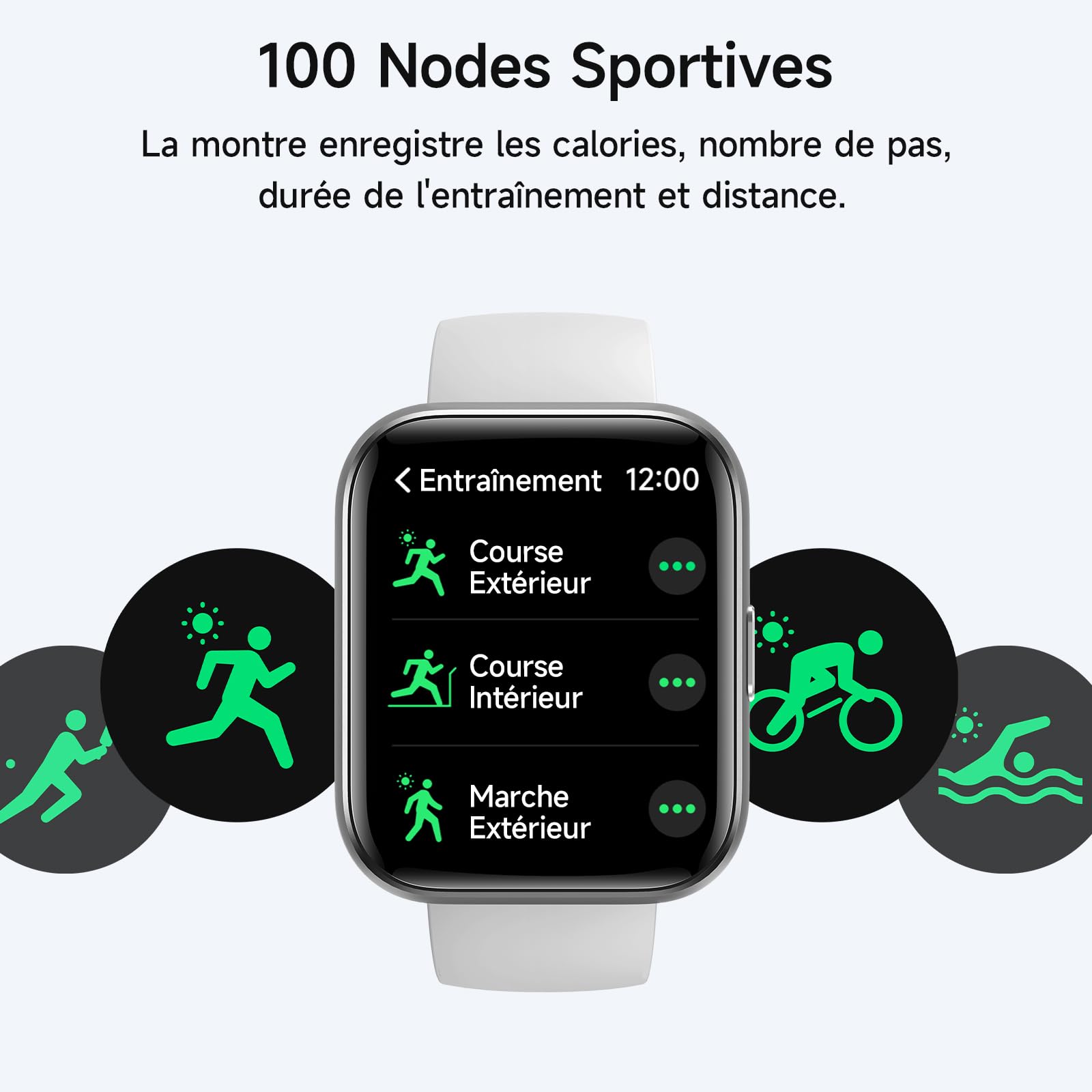 Smartwatch Uomo Donna con Chiamate Bluetooth, Alexa Integrato, 1.8” Orologio Smartwatch con 100 Sportive/Cardiofrequenzimetro/Sonno/SpO2, Impermeabil IP68 Fitness Tracker iOS Android, Bianco Chiaro