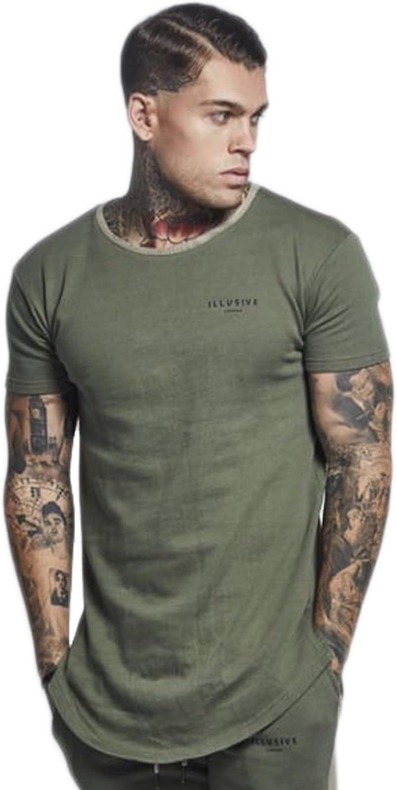 Mens T Shirt Curved Hem Slim Fit Designer Short-Long Sleeve Tee Top Various Styles and Colours