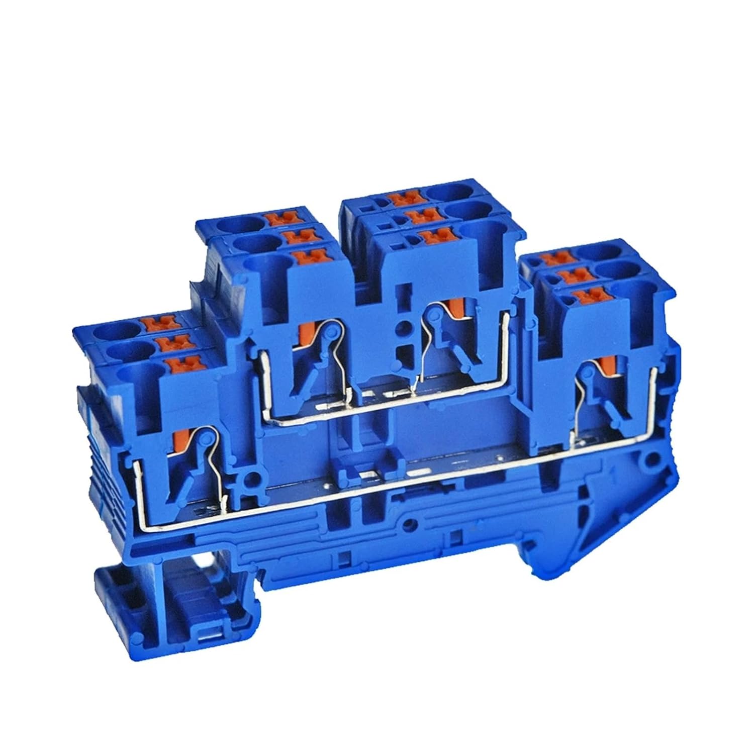50 Pcs Din Rail Terminal Block PTTB-2.5 Electrical Connector Double Layer Spring Wiring Connection Wire Conductor Terminal Block(Blue)