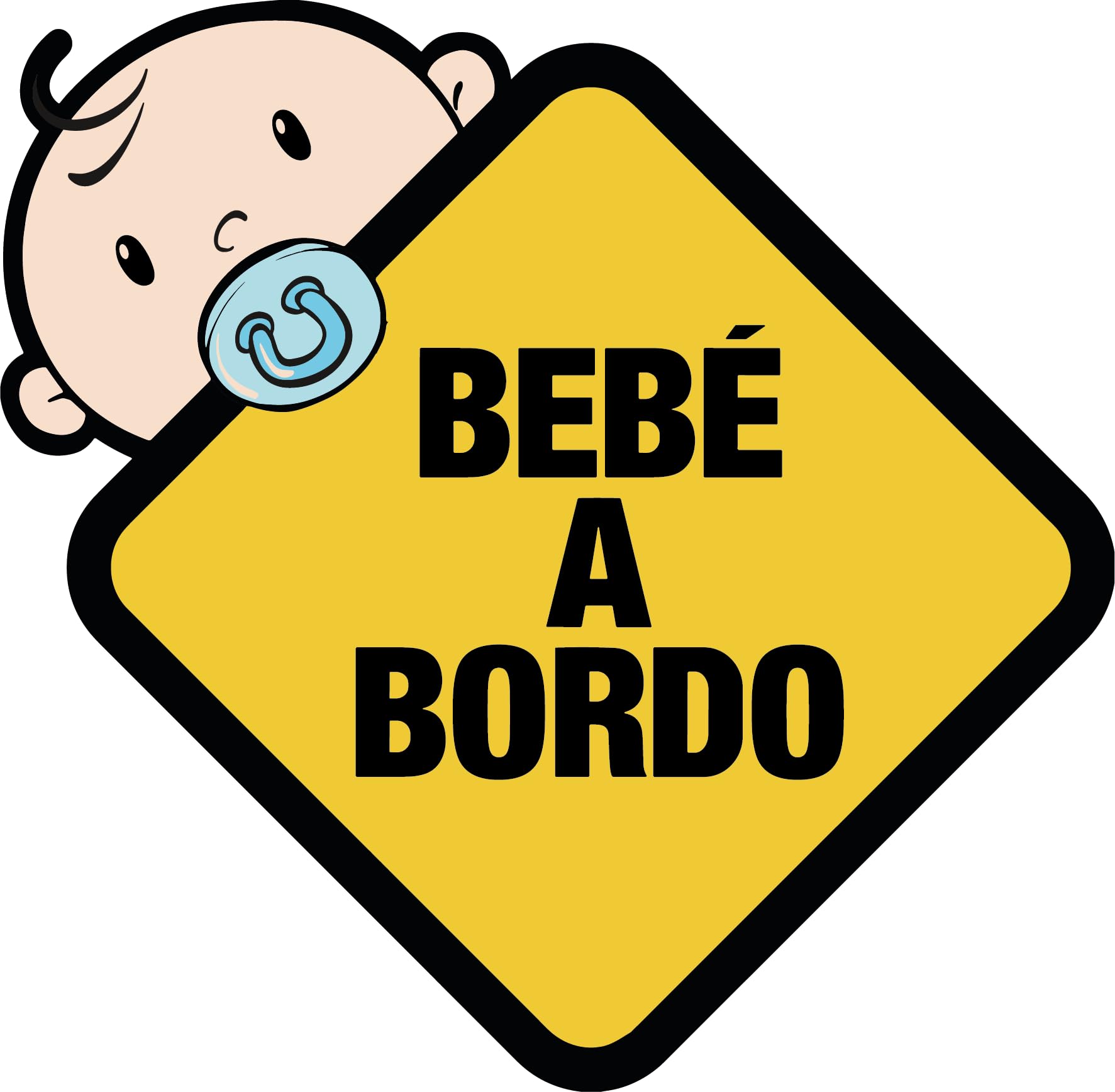 Adhesivo. Pegatina coche Bebé a Bordo 15 x 15 cm. Vinilo fácil aplicación, pegatina coche, camión, furgoneta.