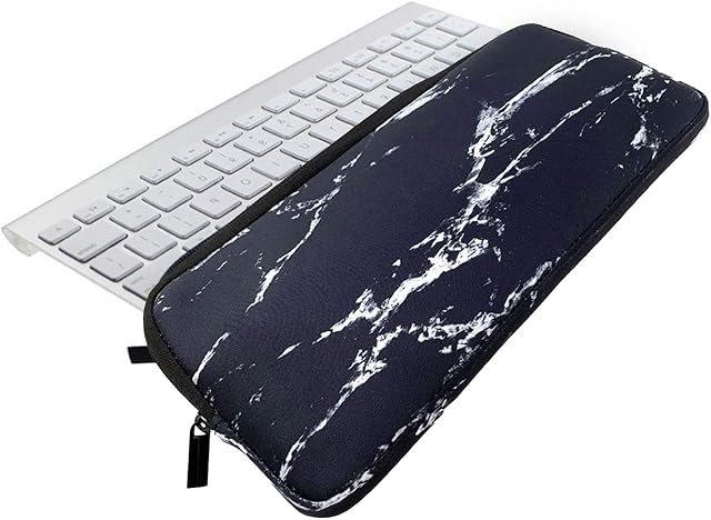 KOSTOO Neoprene Carry Case Sleeve Bag with Zipper for Apple Wireless Bluetooth Keyboard MC184LL/B MC184CH and MLA22LL/A and Easy-Switch K810 / K811/ Trackpad (Marble Black)