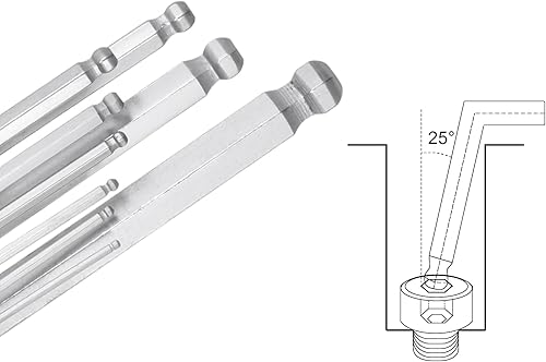 Miniatura 5 de Juego de llaves hexagonales de extremo de bola, 9 piezas, 0.059 in-0.394 in, métricas CR-V, acero en forma de L, llaves de herramienta de reparación