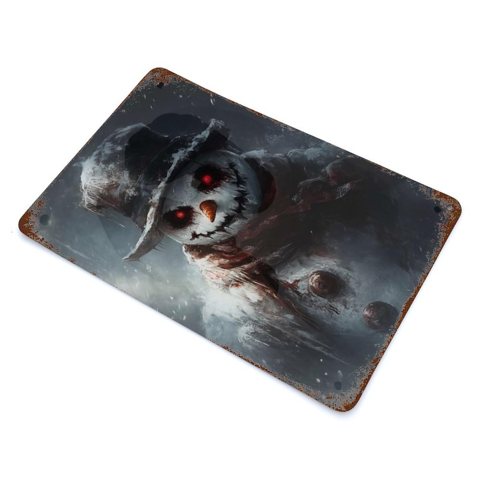 Evil Snowman Rust Effect Tin Sign 11.8"x7.9", Novelty Wall Decor for Garage, Pub Or Kitchen