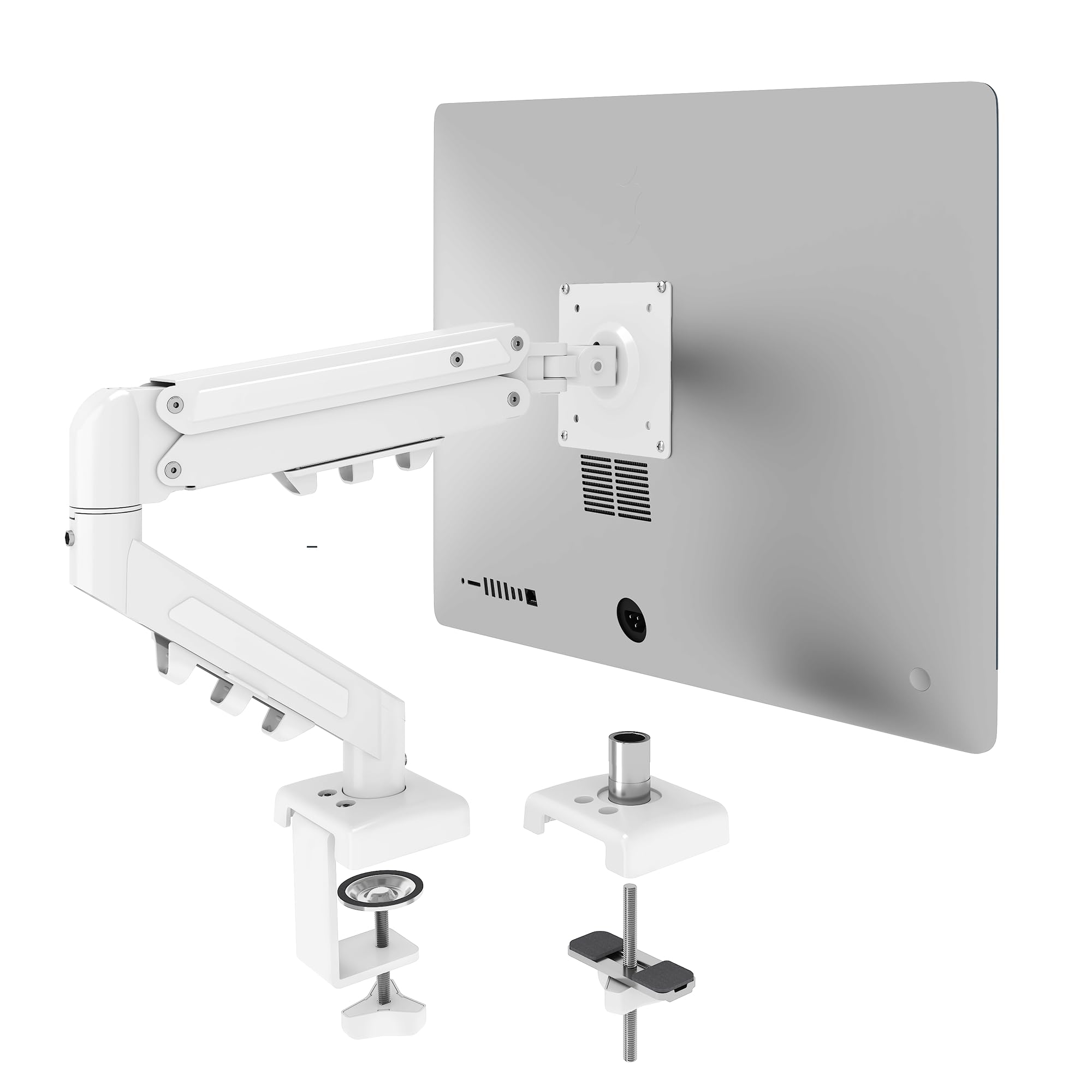 FLEXISPOT Monitor Halterung | Für 17–32-Zoll-Monitore, 2–9 kg Tragkraft, neigbar, mit Kabelmanagement, Tischklemme oder Durchführungsbohrung, Weiß