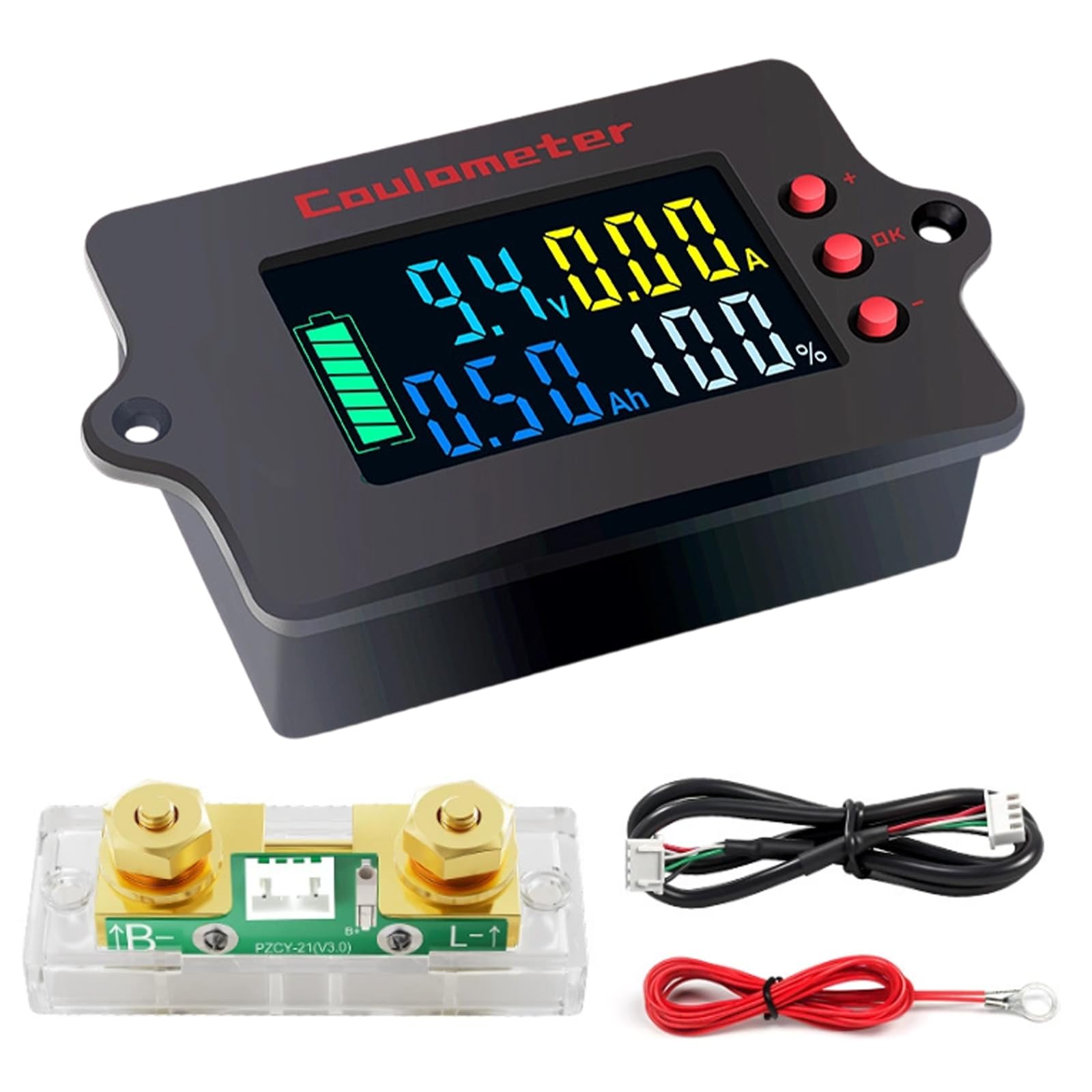 Hsioluted Multifunctional Digital Coulomb Counter High Accuracy Display For Electrical Tasks 8-120V Precisions Coulometer Professional Coulomb Meter With Bright Screen Ideal For Electricians