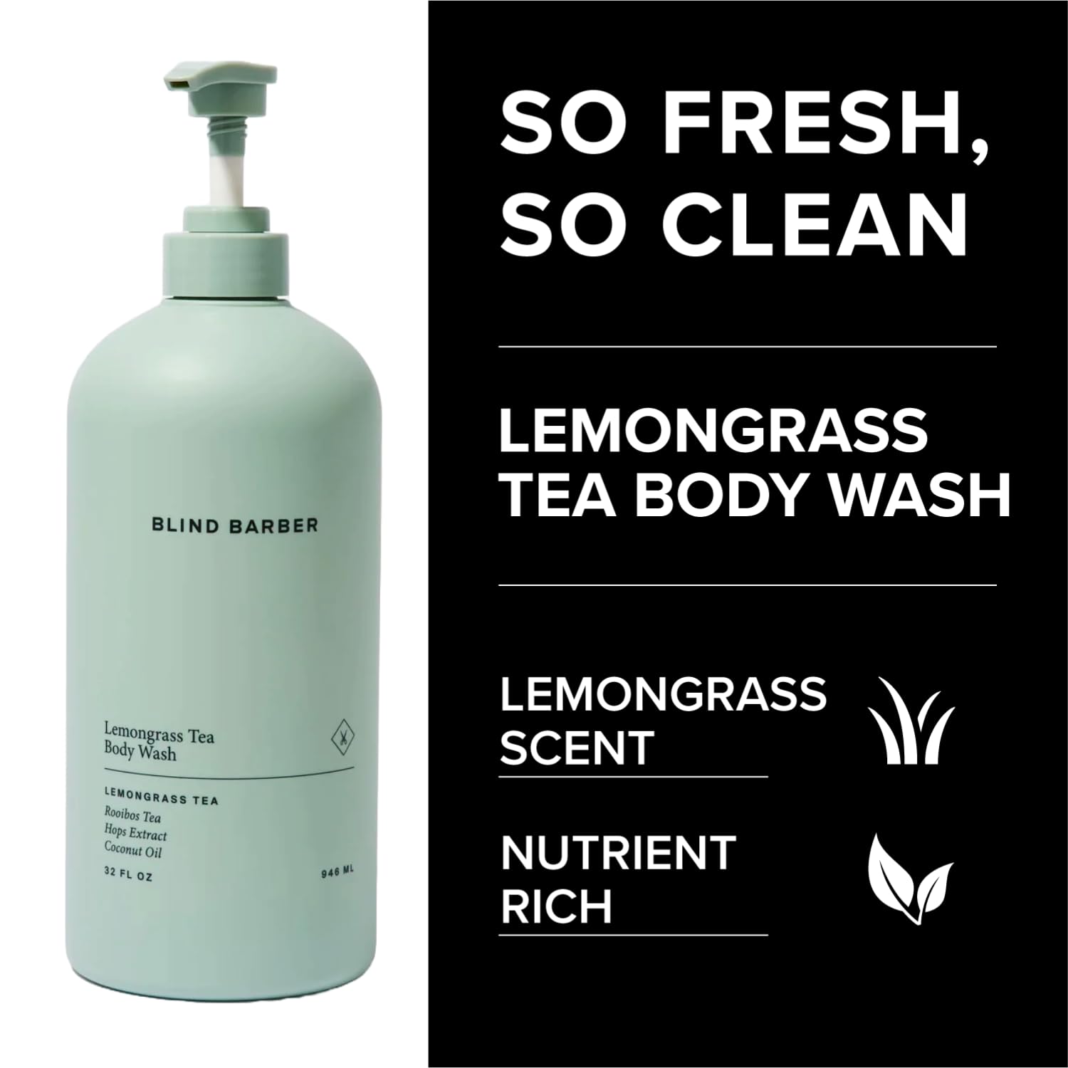 Blind Barber Lemongrass Tea Shower Gel for Men - A Daily Sulfate Free Body Wash for Clean, Hydrated Skin - Refreshing Formula Designed to Remove Build-Up + Debris -32 oz - Image 3