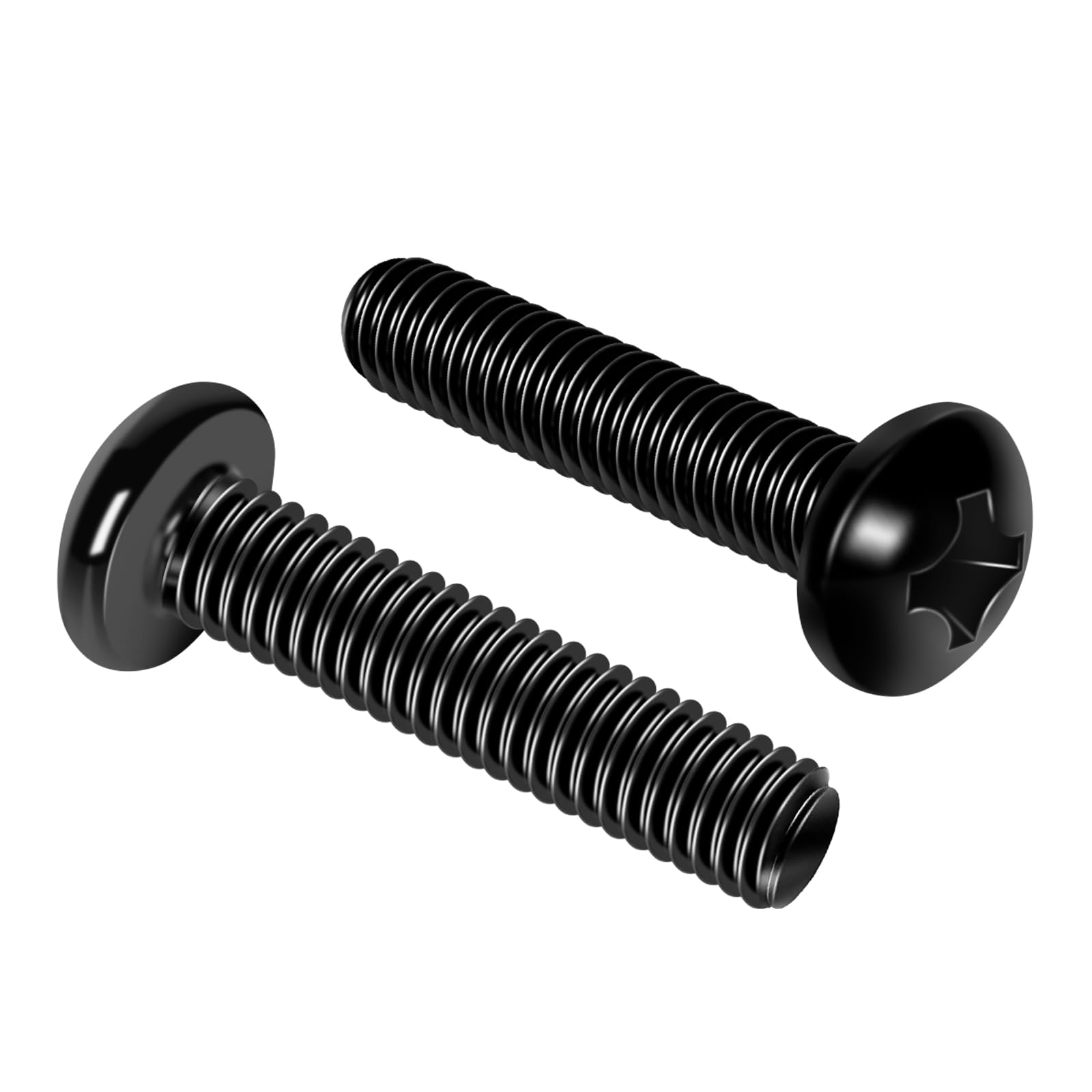 1/4-20 x 1-1/2" Black Pan Head Cross Machine Screw, Stainless Steel 304 Electrical Outlet Screws, Full Thread, Black Finish, 25 PCS