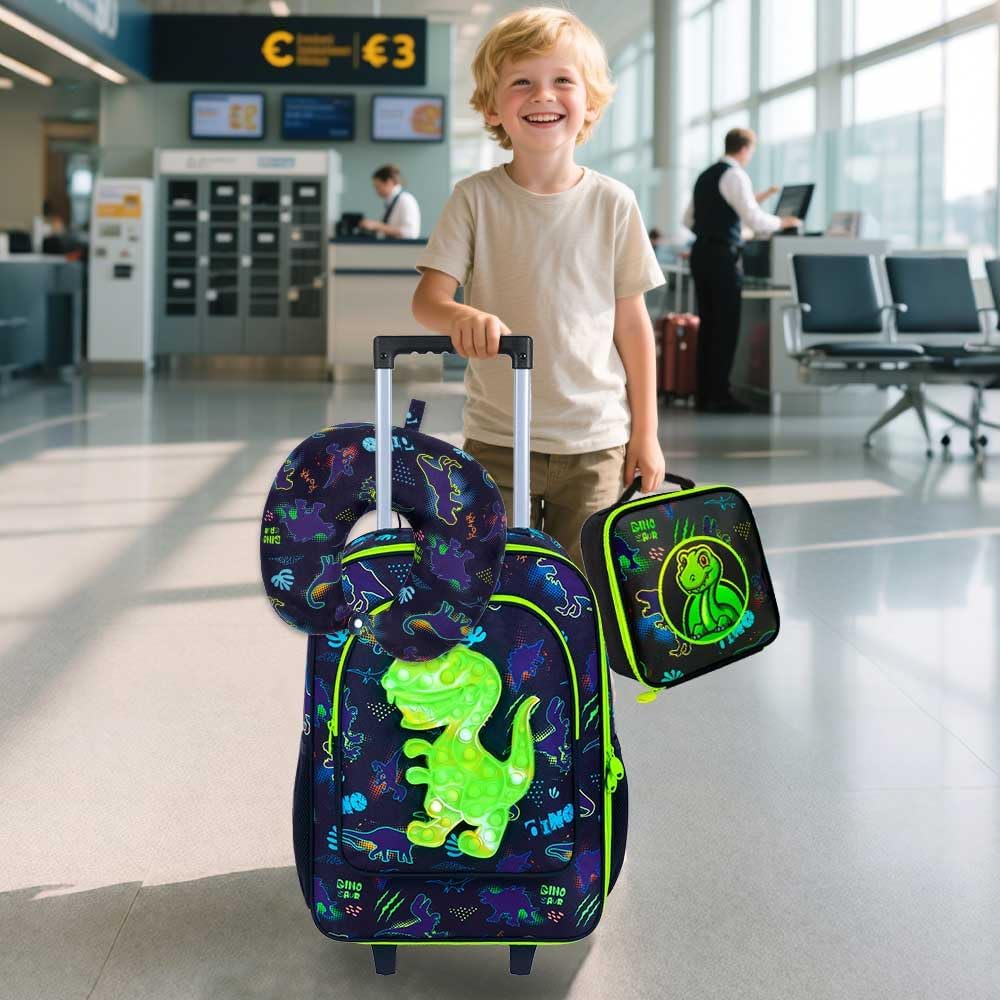 WZLVO Kids Luggage for Boys and Girls, Cute Dinosaur Unicorn Rolling Wheels Suitcase for Toddler Children