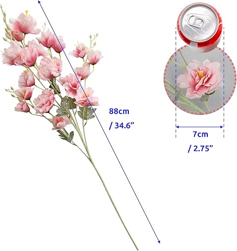 Miniatura 3 de SNAIL GARDEN Paquete de 2 ramos de flores artificiales de 34.6 pulgadas, 40 cabezas de flores, peonías de seda de tallo largo, flores de primavera