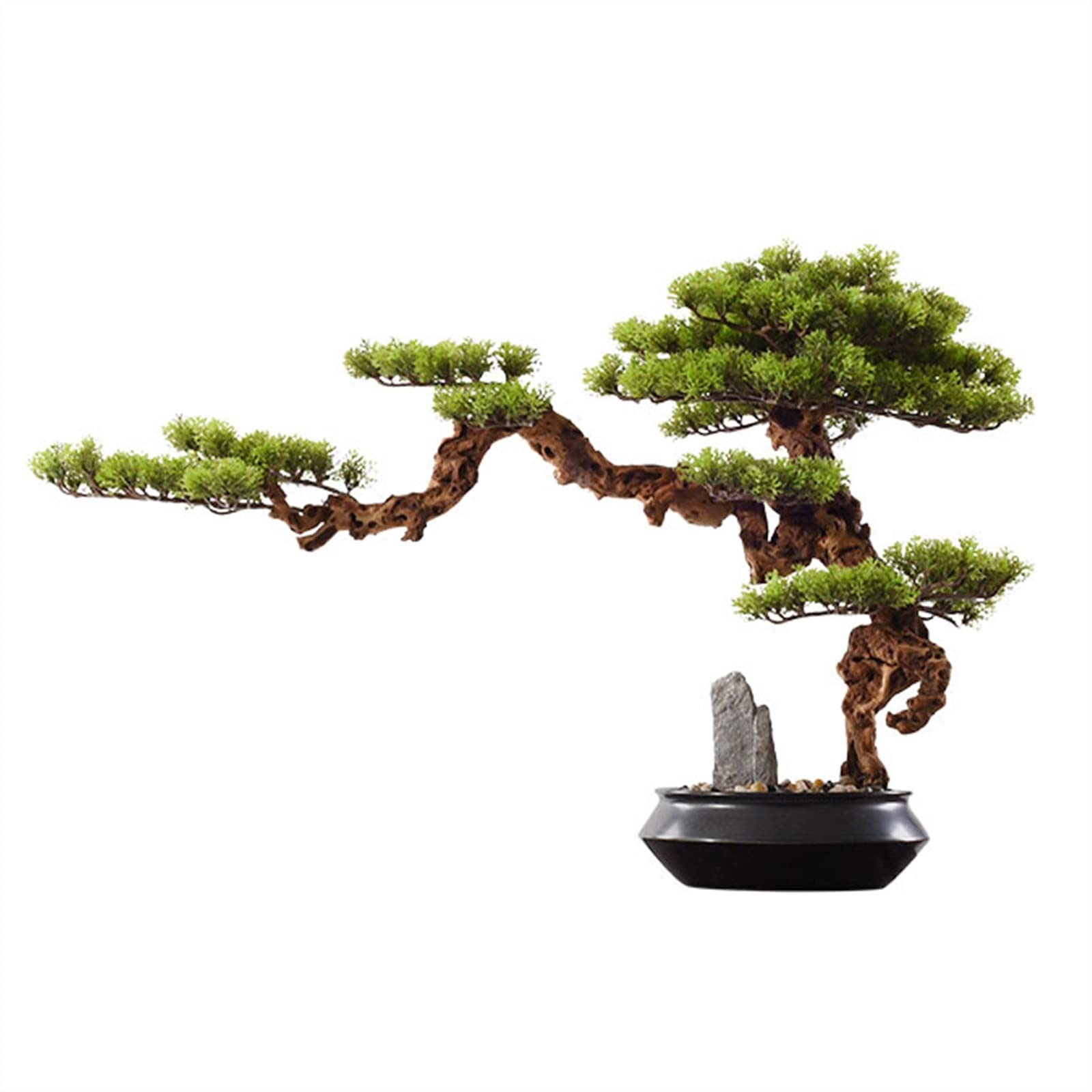 Artificial Bonsai Tree Artificial Plants Bonsai Pine Tree, Artificial Household Welcoming Pot Plants, Japanese Pine Desktop Display Simulation, Zen Garden Decoration Decor Fake Plant Decoration