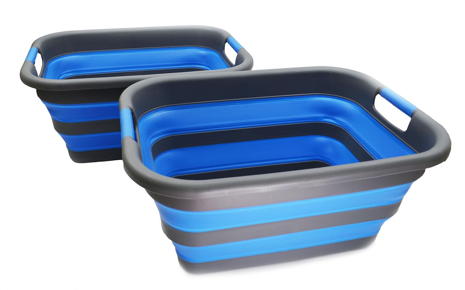SAMMART 41L zusammenklappbarer Wäschekorb aus Kunststoff – faltbarer Pop-Up-Aufbewahrungsbehälter/Organizer – tragbare Waschwanne – platzsparender Korb/Korb (Hellblau)