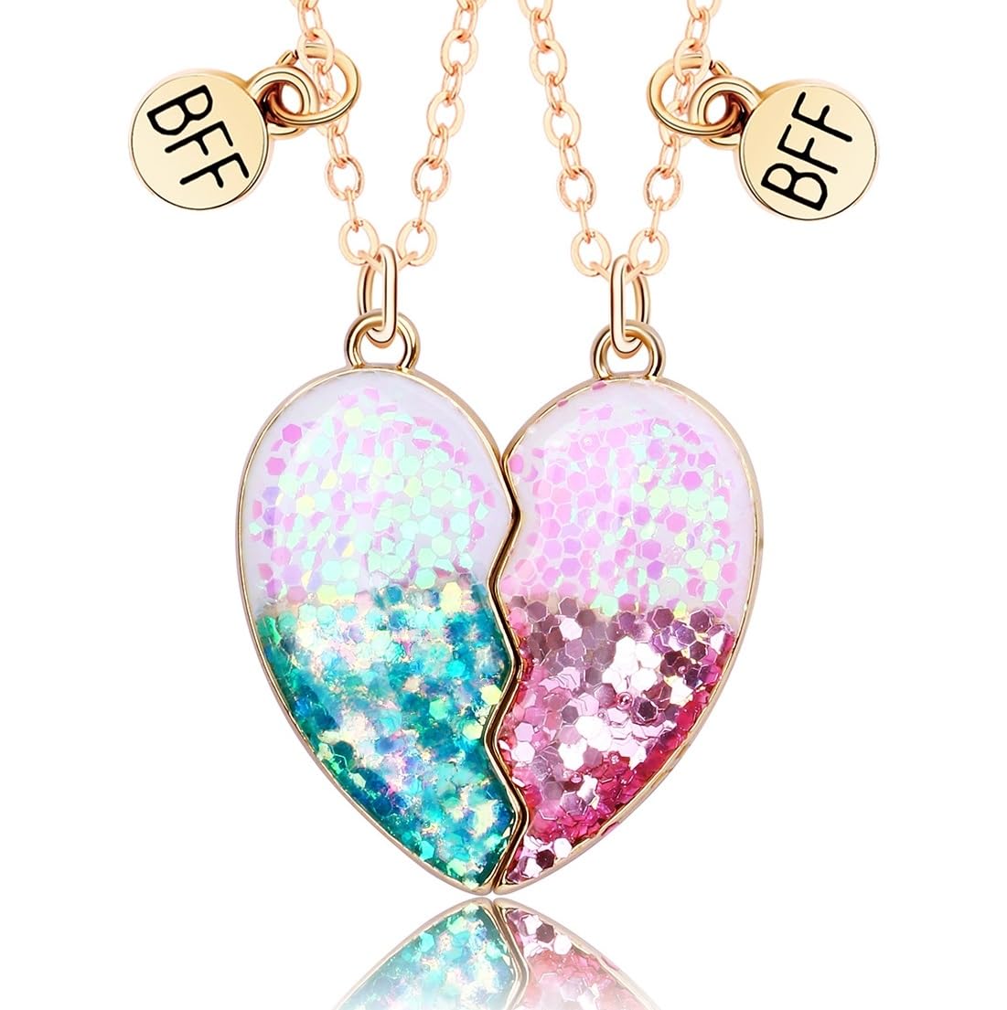 DOYYCA Best Friend Necklace Gifts Friendship Necklace Magnetic Matching Heart Unicorn Dolphin BFF Necklace for 2 Girls
