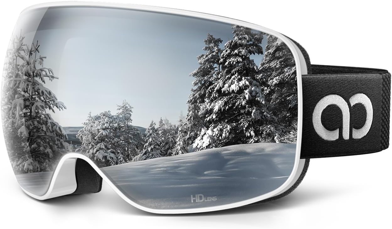 Lamicall Ski Goggles with 3X Anti-Fog - 100% UV Protection, OTG, Gifts for Skiing, Snowboard, Snowmobile, Men, Women