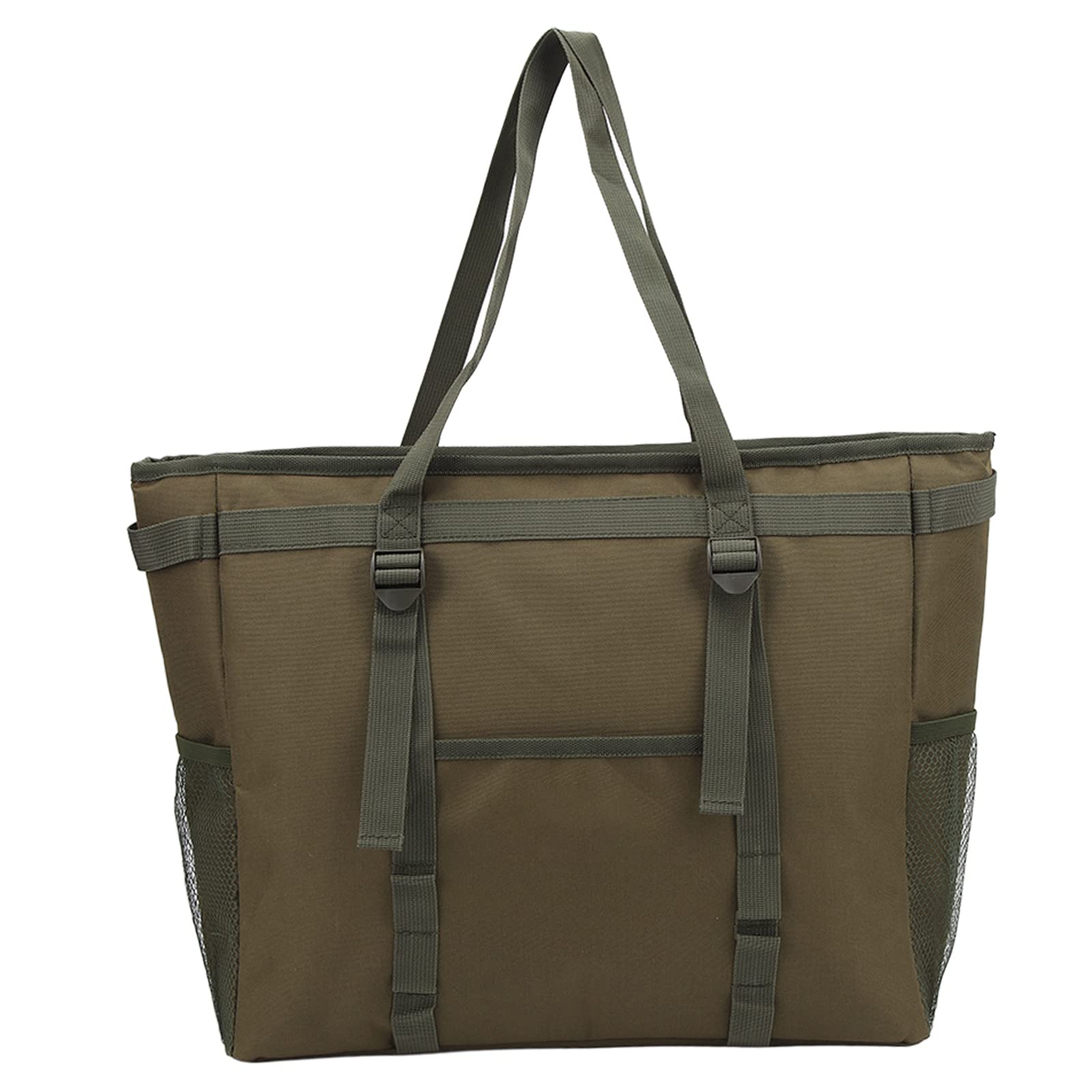 Bolsa térmica térmica duradera verde suave aislada para camping, picnic, reuniones familiares, 3 capas