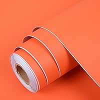 Vista 10 de Papel tapiz naranja brillante de 88 x 16 pulgadas, papel de contacto naranja para despegar y pegar, papel tapiz autoadhesivo para pared, apto