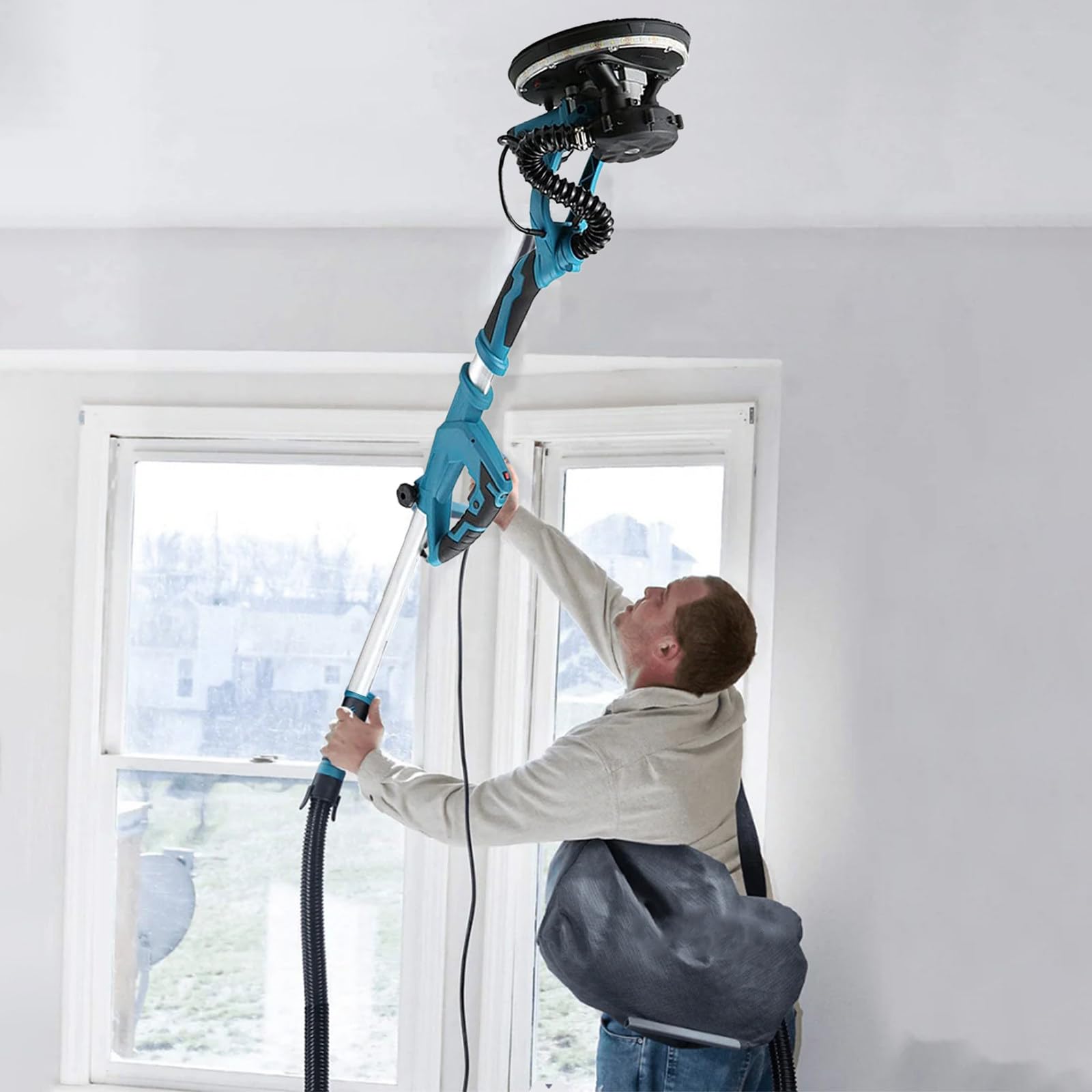 Funzione di aspirazione della levigatrice per cartongesso con Luce LED, levigatrice per pareti telescopica a Manico Lungo, lucidatrice per pareti