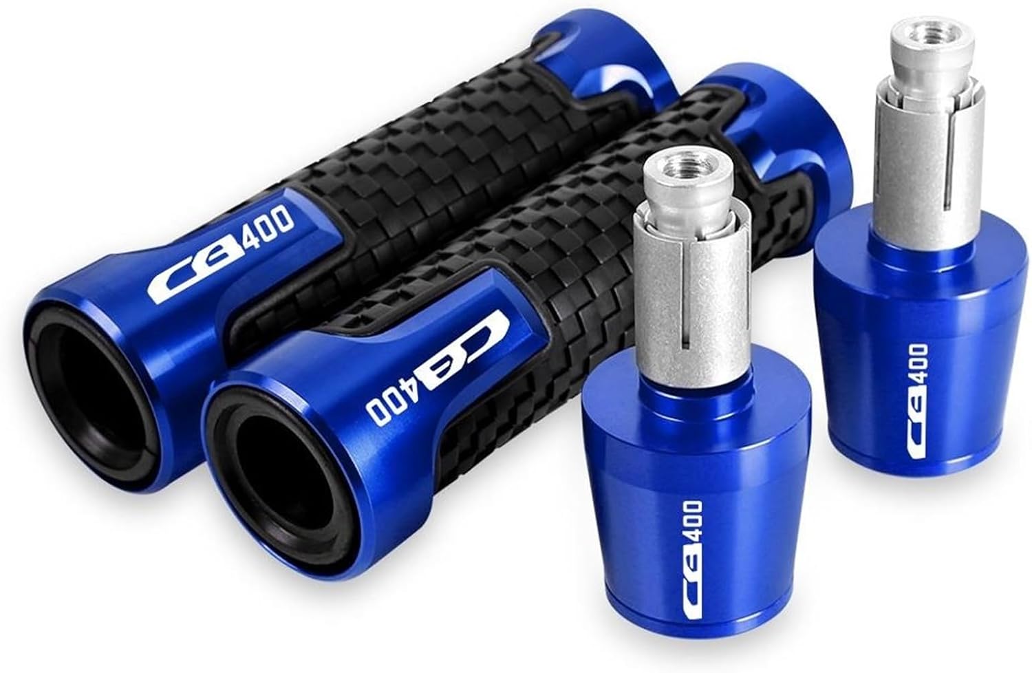 7/8 22mm Motorcycle Handlebar Grips Ends Handle Bar Cap Grip End Plugs For HONDA CB400 CB 400(1/B-SILVER)