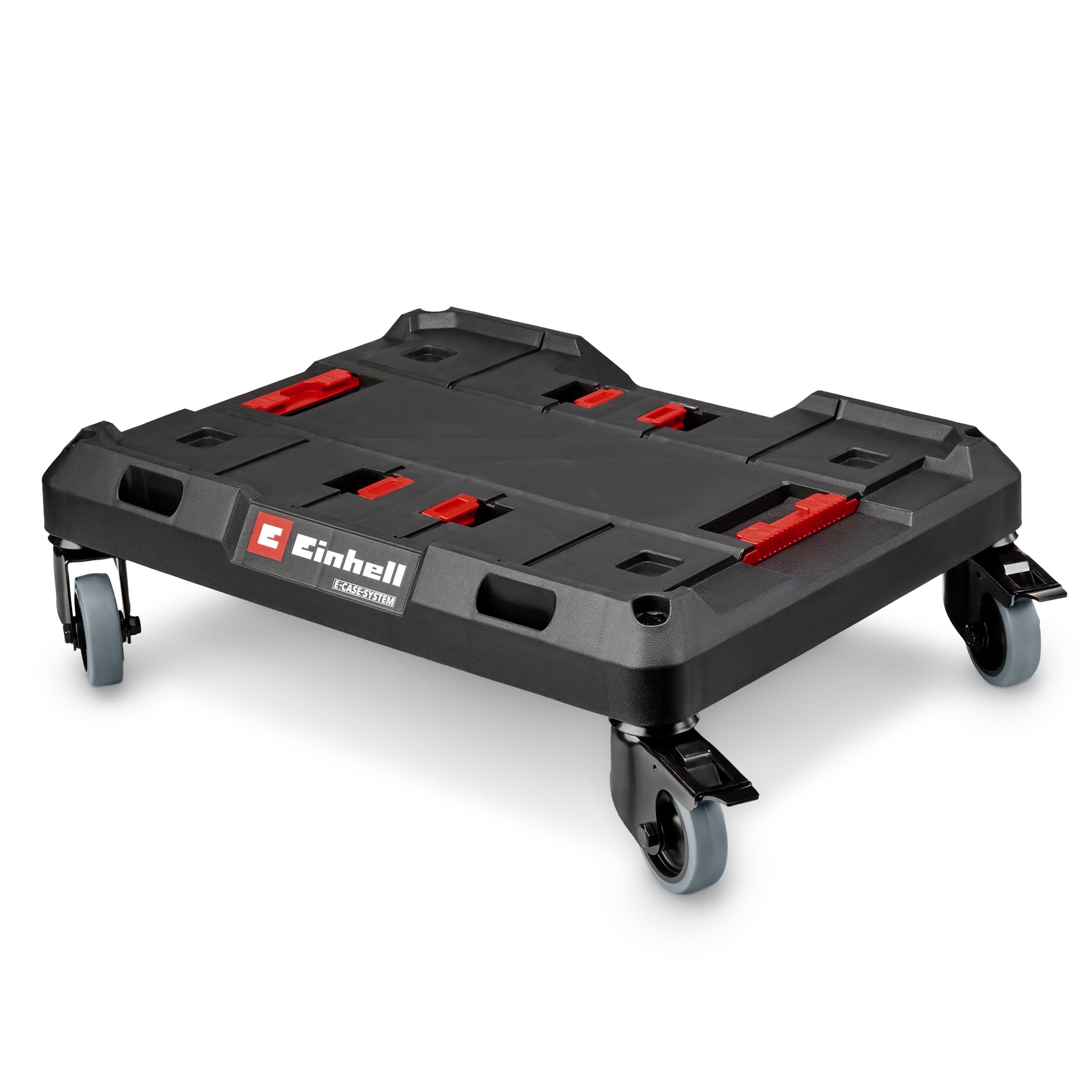 Original Einhell Planche à roulettes E-​Case (120 kg max., roulettes blocables, combinable avec le système E-​Case Einhell, transport de mallettes et caisses, avec dispositif de fixation de sangles)