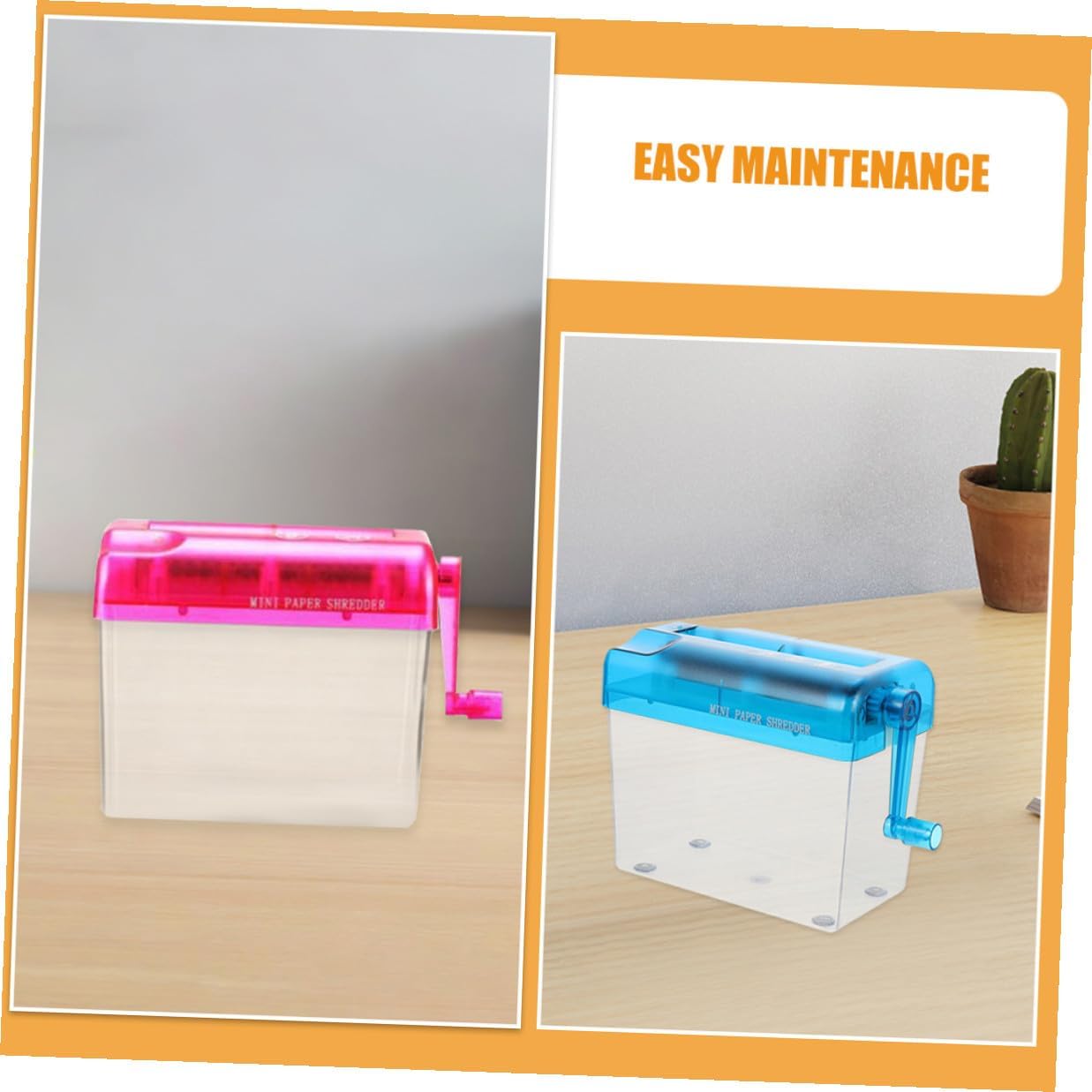 2pcs Portable Manual Paper Shredder Hand Crank Desktop Shredder for Home Office A6 Paper Notes Documents Cutting Tool