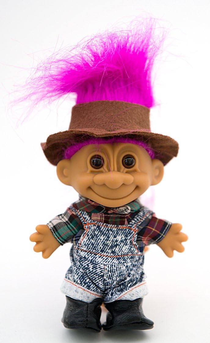 My Lucky FARMER 6 Troll Doll - Fushia Hair by Russ Berrie