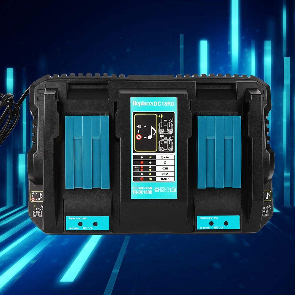 Akumulator litowo-jonowy z podwójną ładowarką i interfejsem USB DC18RD Pasuje do BL1830 Bl1430 14,4-18 V (wtyczka UE 110-230 V)