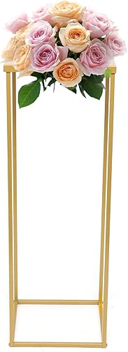 Soporte de flores de boda dorado, soporte de columna de flores geométricas de metal para boda, estante de exhibición de flores, centro de mesa de