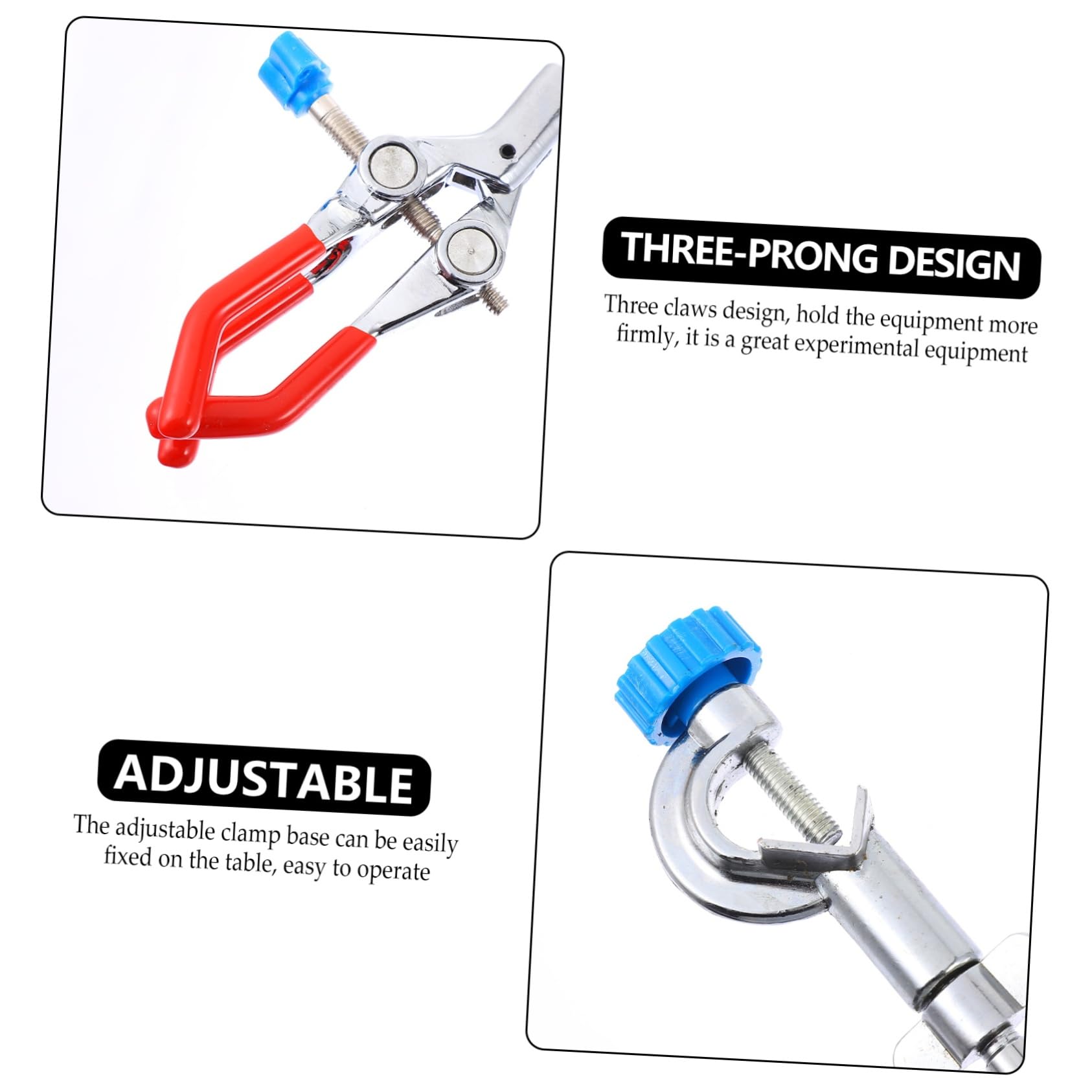 SOLUSTRE 3pezzi Pinza Da Laboratorio Con Tre Artigli Supporto Per Flask e Tubo Di Condensazione Design Ergonomico e Facile Da Usare Per Esperimenti Di Chimica e Fisica