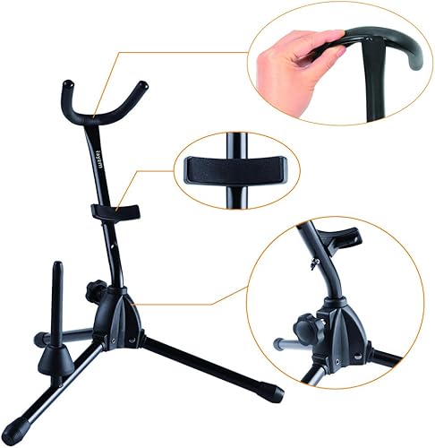 Miniatura 7 de Rayzm Soporte para saxofón altotenor con soporte desmontable para flautaclarinete, soporte portátil ajustable para saxofón alto, saxofón tenor,