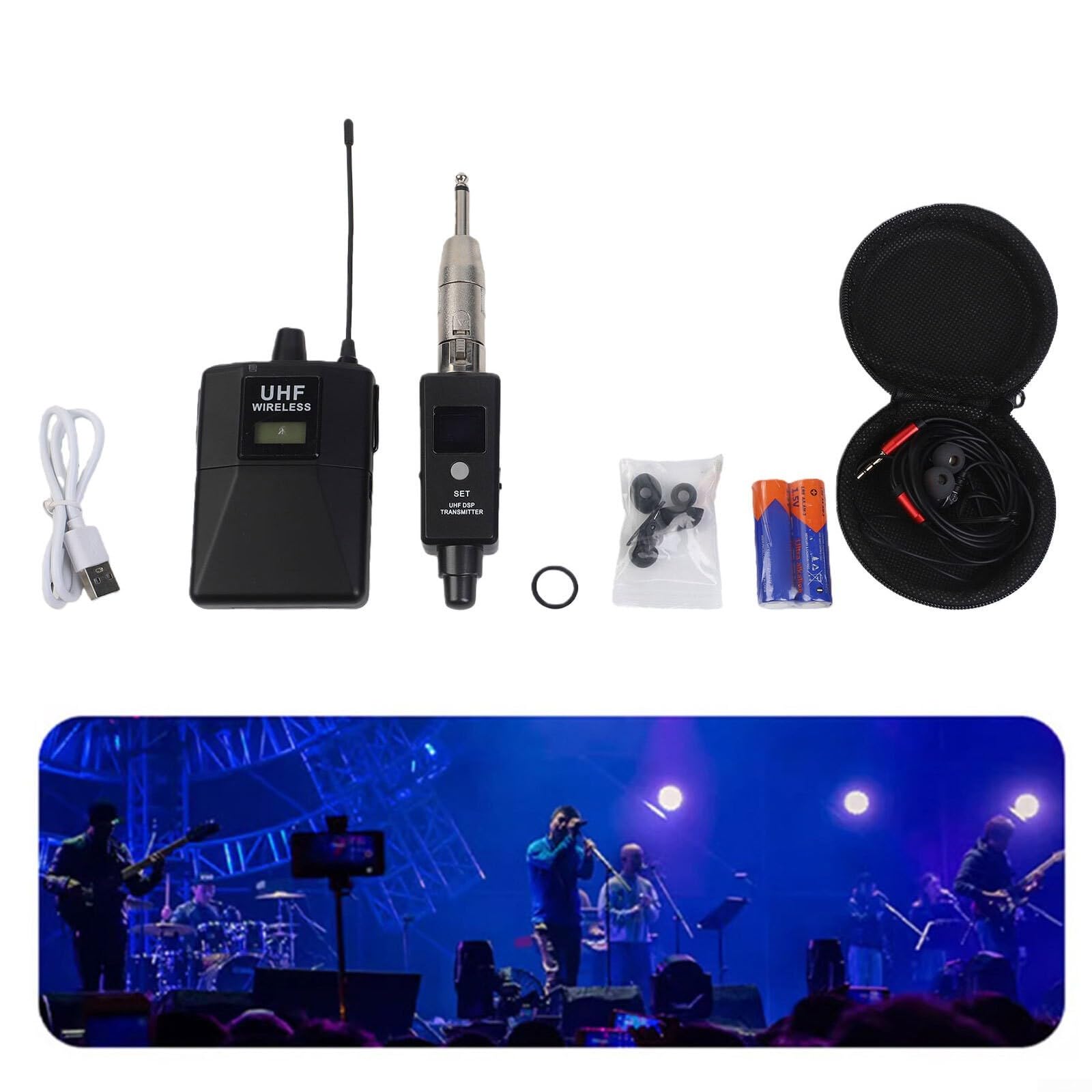UHF Wireless In-Ear Monitor 20 Kanäle Low Latency | 20 wählbare UHF-Kanäle, Anti-, klarer Live-Sound, Übertragung mit geringer Latenz, Bühnenbereitschaft