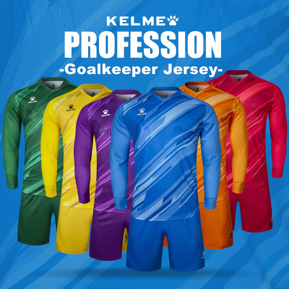 KELME Men Kid Custom Padded Goalkeeper Soccer Jersey and Shorts, Youth