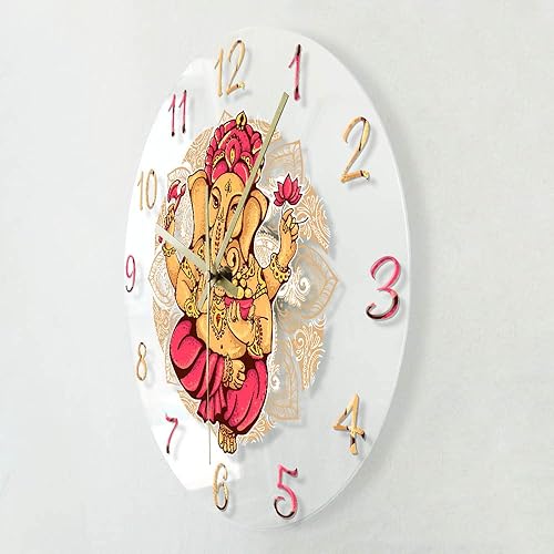 Miniatura 3 de The Geeky Days Lord Ganesh Reloj de pared silencioso para dormitorio, reloj indio decoración del hogar, Vinayaka Ganesha Ganapati Hindú Dios Mantra