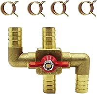 Solid Brass 4-Way 5/8" (16mm) Heater Control Valve with Clamps - Automotive Heater Core Bypass for Superior Cooling