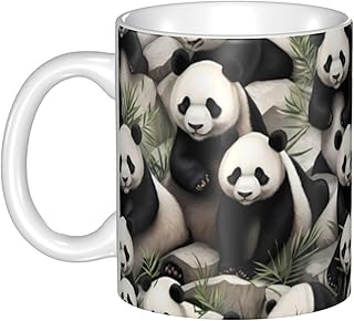 Giant panda watching the fun Pattern mug ceramic Mugs for cappuccino, latte, cereal, yogurt, milk, hot or cold drinks Micro-wave oven