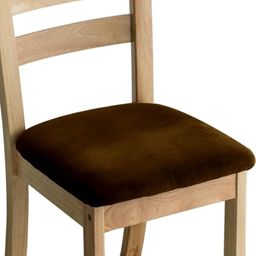 Miniatura 8 de Juego de 6 fundas de terciopelo para sillas de comedor, fundas elásticas para asiento de silla de comedor, fundas extraíbles y lavables, protectores