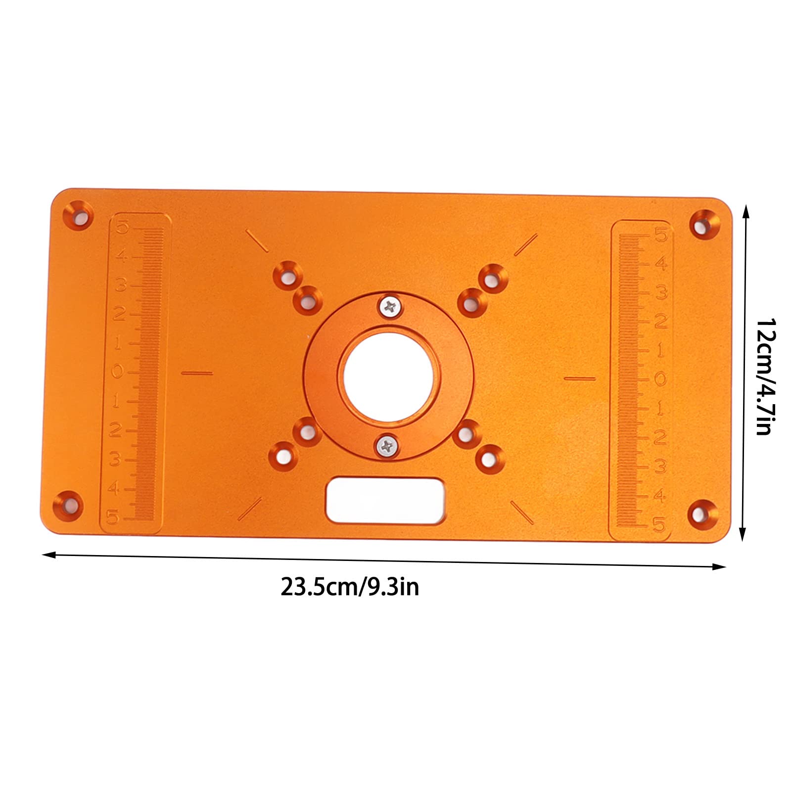 Aramox Placa de Inserción de Mesa para Enrutadores, Placa de Inserción para Mesa de Enrutador de Aleación de Aluminio, Superficie Anodizada de 23,5 X 12 Cm con 15 Accesorios para Banco de Carpintería,