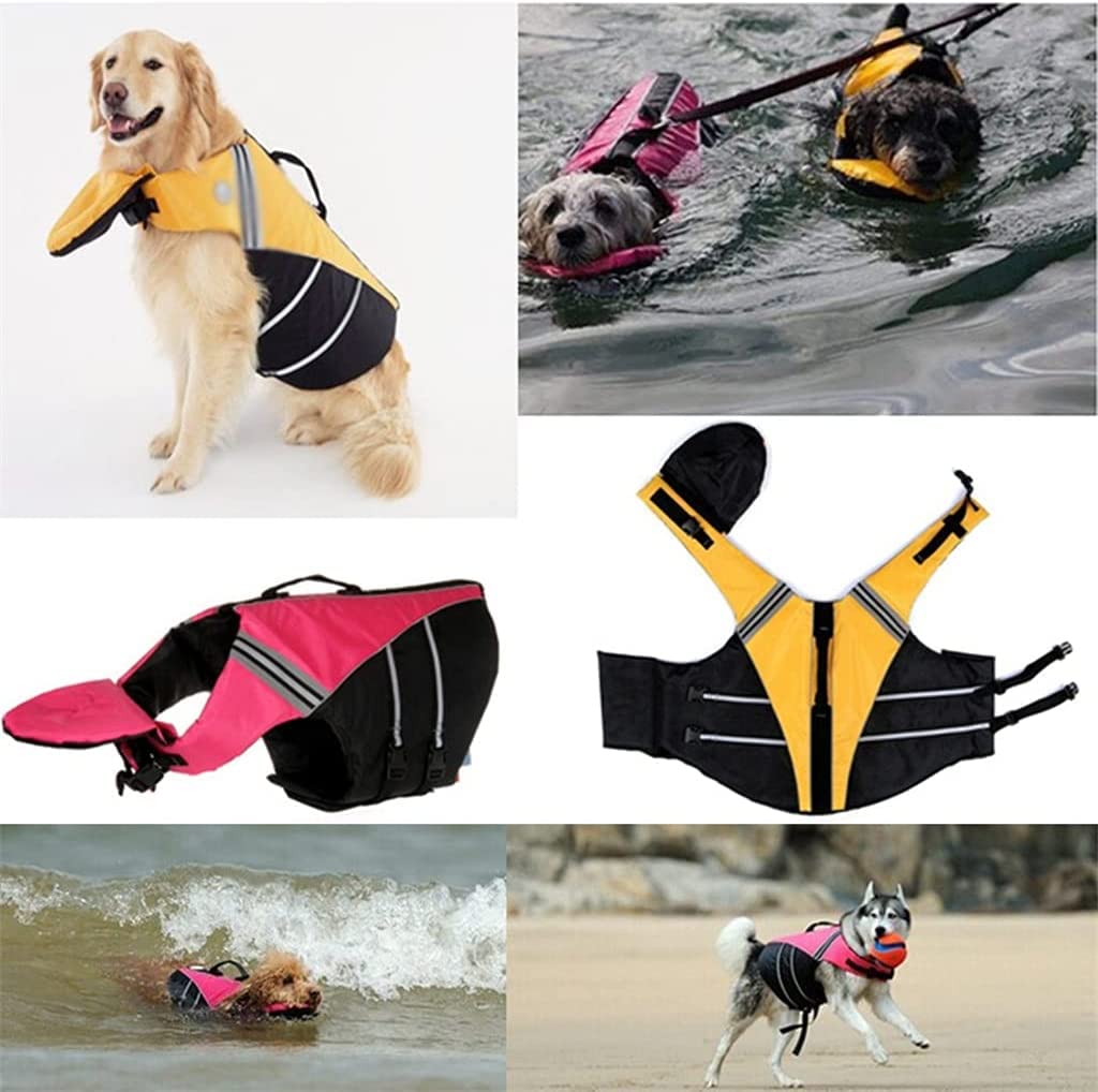 Gilet de Sauvetage pour Chien de Compagnie vêtements de sécurité Gilet de Sauvetage vêtements de Natation Maillots de Bain d'été pour Petit Grand Chien,Rose,XL