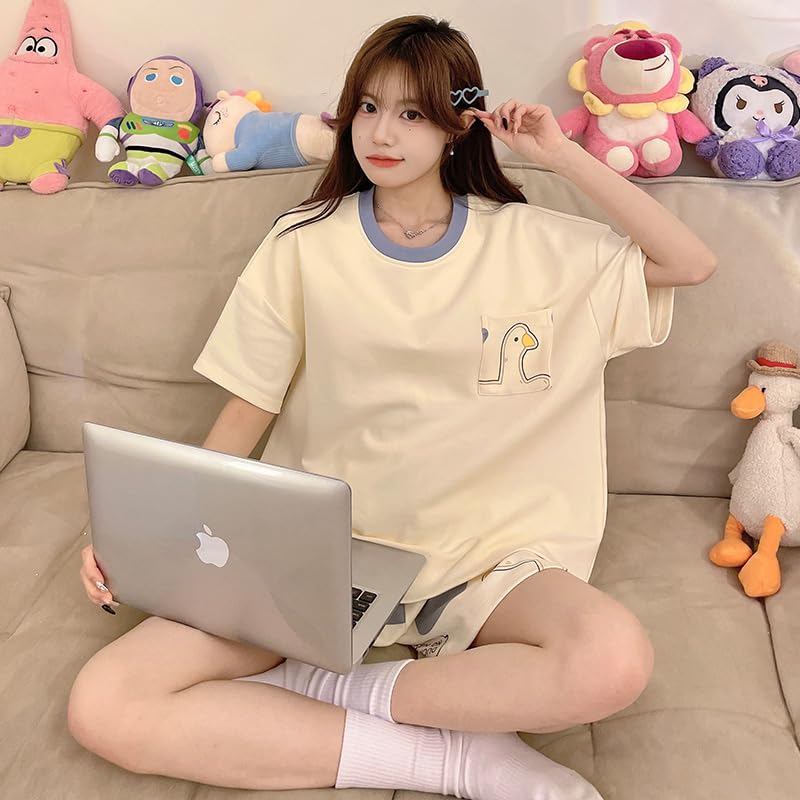 Image of KSHS Women Cotton Night Suit Top & Shorts Set | Loose Fit Printed Nightwear Co Ord Set Stylish Western | Soft Breathable Sleepwear Shorts with Pocket for Women