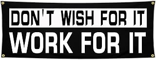 Discipline Motivational Gym Flag Banner 24x72 Inch Don't Wish for it Work for it Flag Inspirational Motivational Flags for Room Guys Home Gym Office Bedroom Wall Art Decor