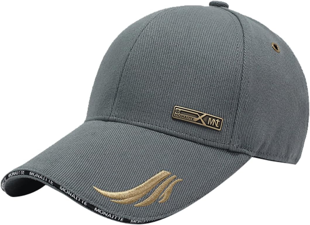 Baseball Cap, Black Cotton, Embroidered Gold Logo, Adjustable Baseball Cap Unisex