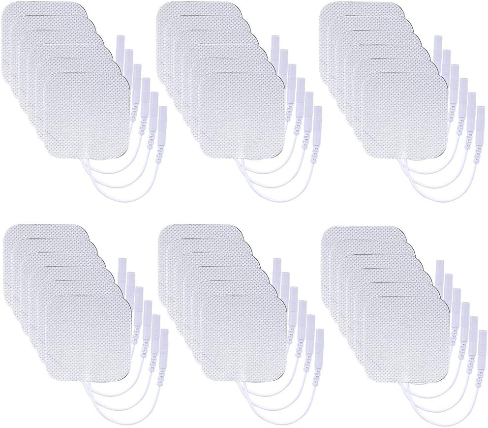 TENS Unit Electrode Pads 36 Pieces Wired Self-Adhesive Electrodes Premium Replacement Pads for TENS Units - 2x2 Inches (2x2-36Pack)