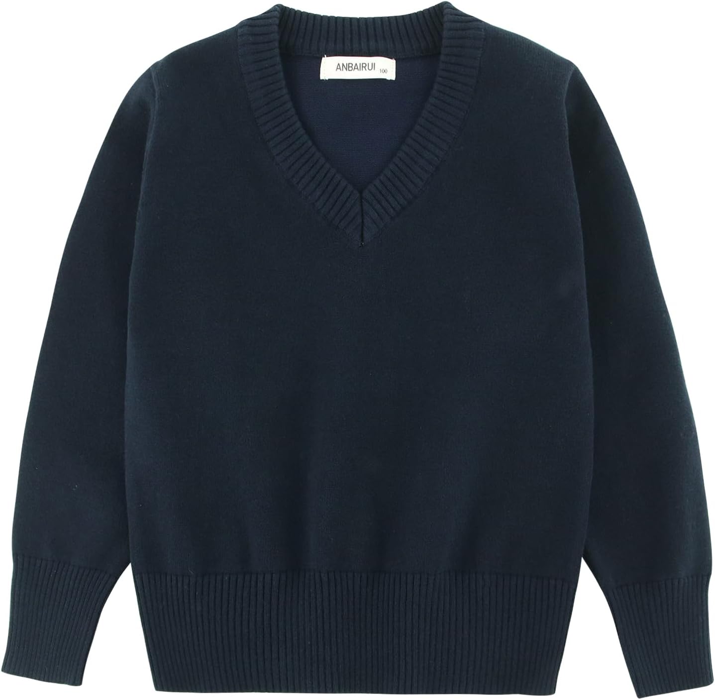 Boys & Girls V-Neck School Uniform Sweater Long Sleeve Pullover Knit Tops for Kids 4-15 Years