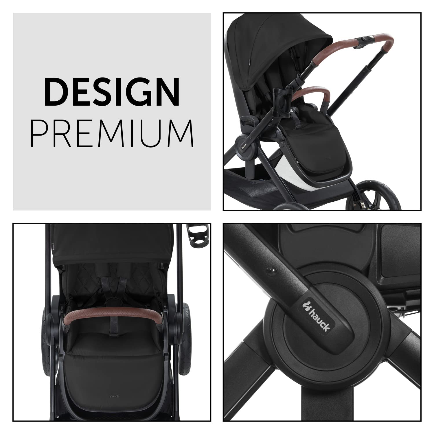 hauck Passeggino Da Viaggio Walk N Care - Da 0 Mesi Fino a 22kg - Passeggino Reversibile con Coprigambe, Seduta e Manico Telescopico - Passeggino Compatto con Ruote in Gomma, UV 50+ - Nero