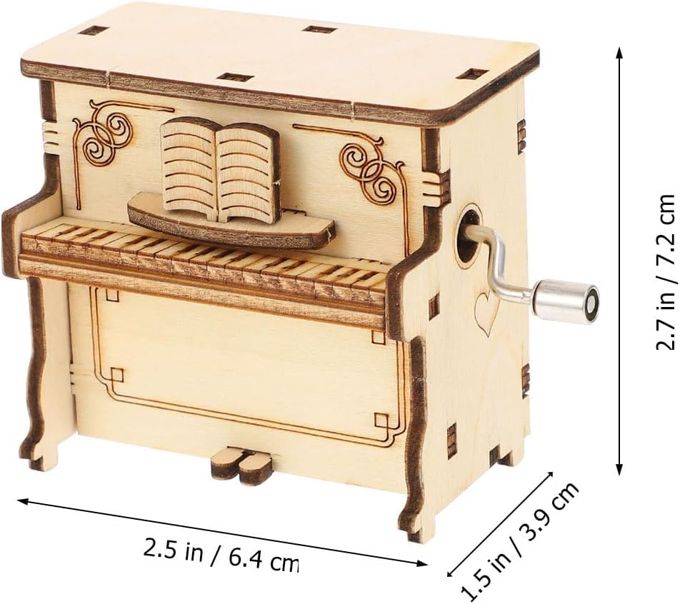Totority DIY Piano Music Box Puzzle Kit 3D Wooden Puzzle Assembly No Glue Manual Movement Desk and Bookshelf Decor Home D Cor Accent 2.83 X 1.53 X 2.51 in image 4