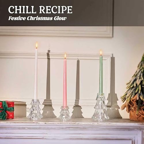 Miniatura 8 de CHILL RECIPE Portavelas de Navidad con forma de árbol de Navidad, con forma cónica de cristal, gruesos con agarres de goma para decoración de mesa,