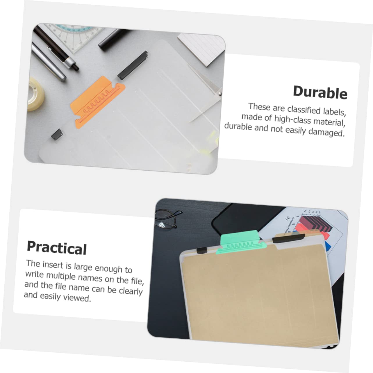 DOITOOL 4 Set Etichette Per Sospese Colorate Con Inserti Trasparenti Per Organizzazione Ufficio E Casa Facili Usare E Riutilizzabili Per Classificazione Documenti 40 Pezzi * 4