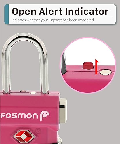Miniatura 7 de Fosmon Cerraduras de equipaje aprobadas por la TSA, cerradura de viaje para maleta con botón de liberación para mayor seguridad, candado