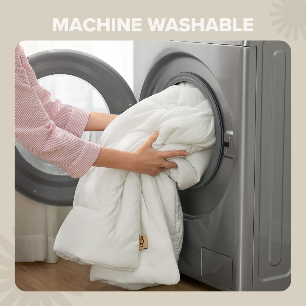 UGG King Comforter Set – 3 Piece Luxury Reversible Plush King Size Comforter Set with Down Alternative Fill, Soft Bedding Set with 2 Pillow Shams for Home & Bedroom Decor, White Snow (Corey)